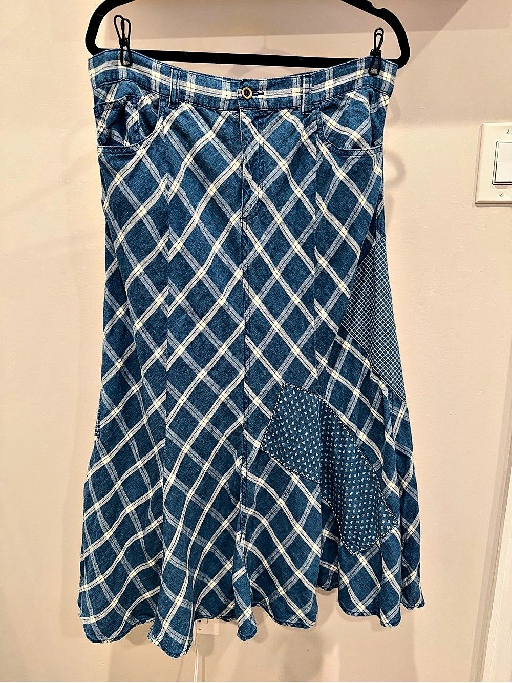 Ralph lauren - Lauren Jeans Company Plaid A-Line Skirt in Blue & White Size 12